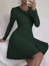 Load image into Gallery viewer, Textured Round Neck Long Sleeve Dress