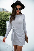 Load image into Gallery viewer, Tied Round Neck Long Sleeve Mini Dress