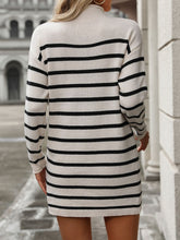 Load image into Gallery viewer, Striped Mock Neck Long Sleeve Mini Dress