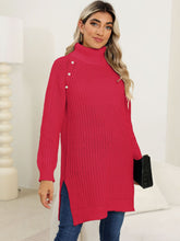 Load image into Gallery viewer, Slit Turtleneck Long Sleeve Sweater