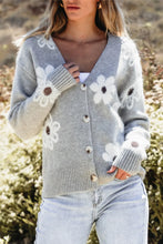 Load image into Gallery viewer, Flower Button Up Long Sleeve Cardigan