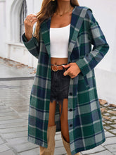 Load image into Gallery viewer, Devine Plaid Long Sleeve Hooded Coat