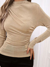 Load image into Gallery viewer, Ruched Mock Neck Long Sleeve T-Shirt