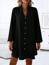 Load image into Gallery viewer, Notched Long Sleeve Mini Dress