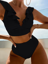 Load image into Gallery viewer, Ruffled V-Neck Sleeveless Two-Piece Swim Set