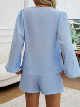 Load image into Gallery viewer, Devine Tied Long Sleeve Top and Shorts Set