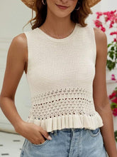 Load image into Gallery viewer, Openwork Round Neck Sweater Vest