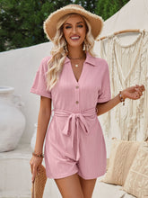 Load image into Gallery viewer, Short Sleeve Tie Waist Romper