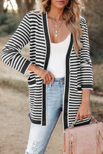 Load image into Gallery viewer, Striped Open Front Long Sleeve Cardigan