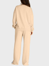 Load image into Gallery viewer, Round Neck Long Sleeve Top and Slit Pants Set