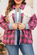 Load image into Gallery viewer, Plus Size Plaid Collared Neck Long Sleeve Shirt