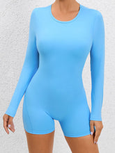 Load image into Gallery viewer, Cutout Round Neck Long Sleeve Active Romper