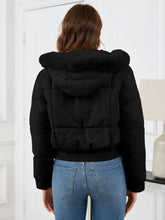 Load image into Gallery viewer, Pocketed Long Sleeve Cropped Hooded Winter Coat