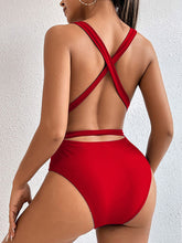 Load image into Gallery viewer, Tied Crisscross Wide Strap One-Piece Swimwear