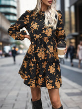 Load image into Gallery viewer, Perfee Frill Printed Long Sleeve Mini Dress