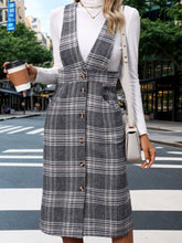 Load image into Gallery viewer, Perfee Pocketed Plaid Overall Dress