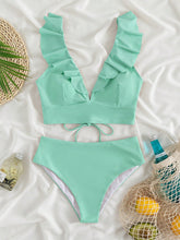 Load image into Gallery viewer, Ruffled V-Neck Sleeveless Two-Piece Swim Set