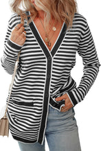 Load image into Gallery viewer, Striped Open Front Long Sleeve Cardigan