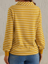 Load image into Gallery viewer, Striped Johnny Collar Long Sleeve T-Shirt