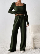 Load image into Gallery viewer, Honey Scoop Neck Long Sleeve Top and Pants Set