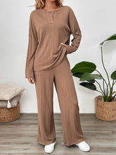 Load image into Gallery viewer, Perfee Quarter Button Long Sleeve Top and Pants Set