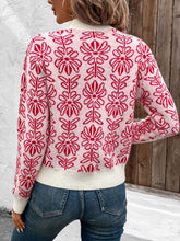 Load image into Gallery viewer, Perfee Flower Round Neck Long Sleeve Sweater