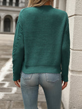 Load image into Gallery viewer, Cable-Knit Round Neck Long Sleeve Sweater