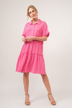 Load image into Gallery viewer, And The Why Full Size Raw Edge Washed Tiered Shirt Dress