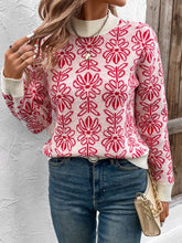 Load image into Gallery viewer, Perfee Flower Round Neck Long Sleeve Sweater