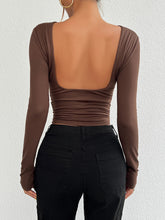 Load image into Gallery viewer, Devine Backless Round Neck Long Sleeve T-Shirt