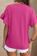 Load image into Gallery viewer, Round Neck Flounce Sleeve Blouse