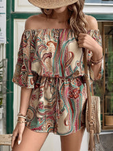 Load image into Gallery viewer, Printed Off Shoulder Half Sleeve Romper