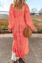 Load image into Gallery viewer, Printed V-Neck Long Sleeve Midi Dress