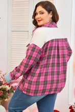 Load image into Gallery viewer, Plus Size Plaid Collared Neck Long Sleeve Shirt