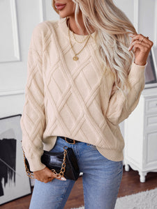 Geometric Round Neck Long Sleeve Sweater