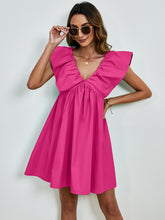 Load image into Gallery viewer, V-Neck Cap Sleeve Mini Dress