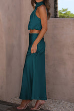 Load image into Gallery viewer, Cropped Turtle Neck Tank Top and Maxi Skirt Set