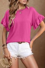 Load image into Gallery viewer, Round Neck Flounce Sleeve Blouse