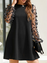 Load image into Gallery viewer, Round Neck Butterfly Mesh Long Sleeve Mini Dress