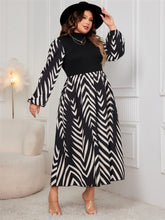 Load image into Gallery viewer, Honey Plus Size Printed Mock Neck Long Sleeve Midi Dress