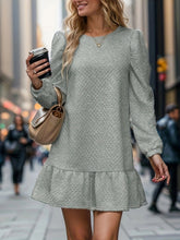 Load image into Gallery viewer, Round Neck Long Sleeve Mini Dress