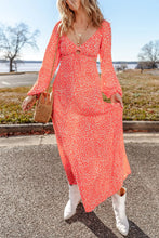 Load image into Gallery viewer, Printed V-Neck Long Sleeve Midi Dress