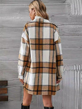 Load image into Gallery viewer, Plaid Button Up Long Sleeve Coat and Skirt Set