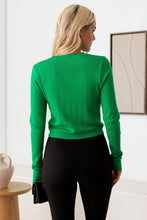 Load image into Gallery viewer, Thinkable Button Up Long Sleeve Crop Knit Cardigan