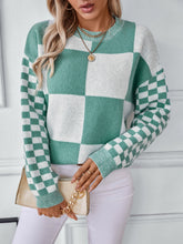 Load image into Gallery viewer, Color Block Round Neck Long Sleeve Sweater