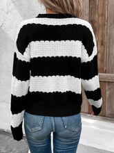 Load image into Gallery viewer, Perfee Striped Round Neck Long Sleeve Sweater