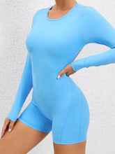 Load image into Gallery viewer, Cutout Round Neck Long Sleeve Active Romper