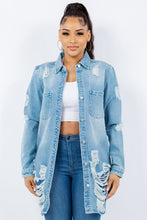 Load image into Gallery viewer, American Bazi Distressed Button Up Long Sleeve Denim Jacket