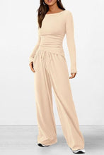 Load image into Gallery viewer, Round Neck Long Sleeve Top and Pants Set