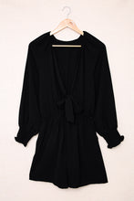 Load image into Gallery viewer, Tied Flounce Sleeve Plunge Romper